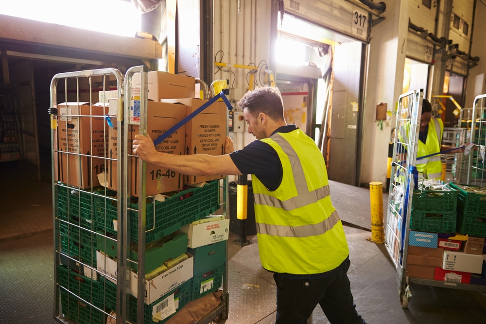 homme pousse roll manutention